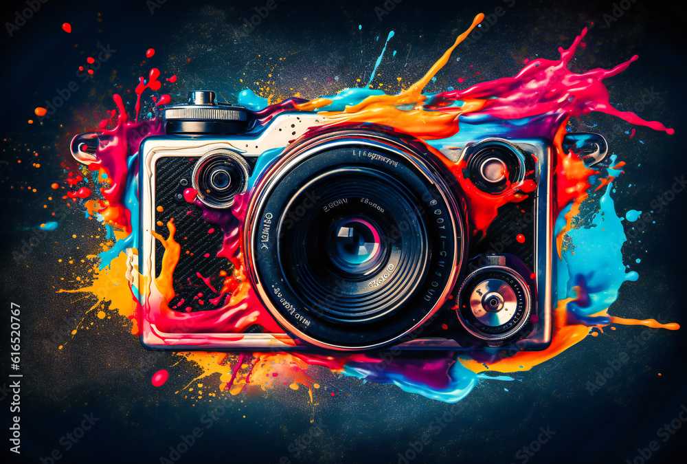 Fototapeta premium an image of an artistic camera with a colorful background