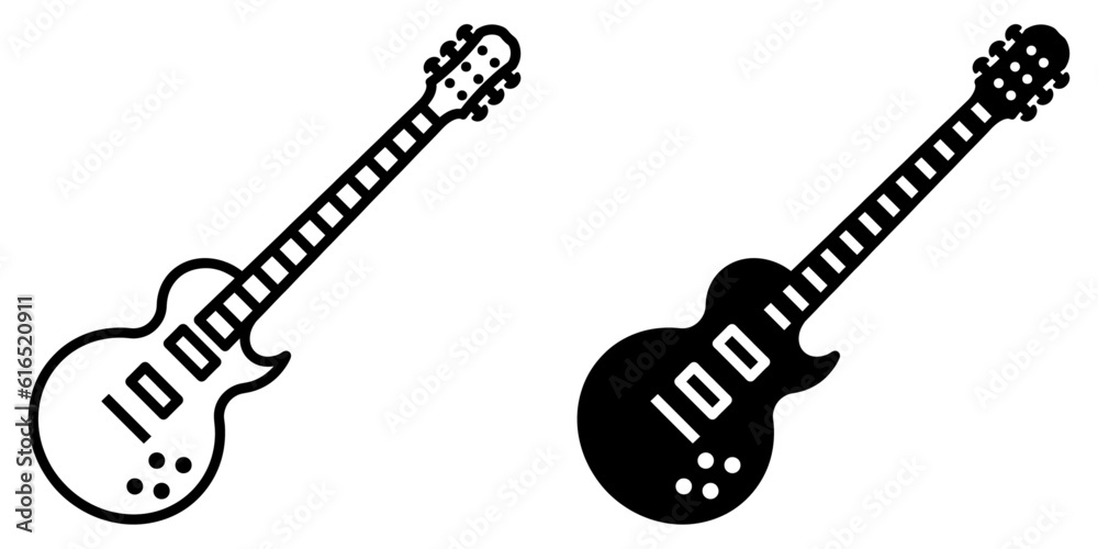 Fototapeta premium ofvs382 OutlineFilledVectorSign ofvs - electric guitar vector icon . heavy metal . open air concert . isolated transparent . black outline and filled version . AI 10 / EPS 10 / PNG . g11722