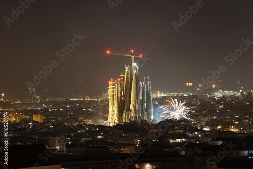 Fireworks in San Juan in Barcelona at night