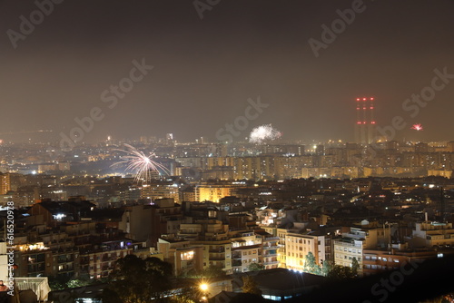 Fireworks in San Juan in Barcelona at night