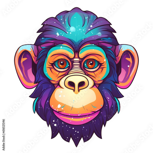 Cool monkey face cartoon with accessories