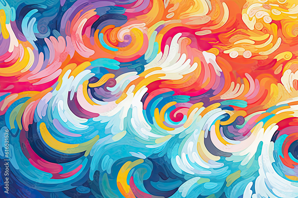 Abstract multicolored background with lines and waves, beautiful wallpaper, AI Generated