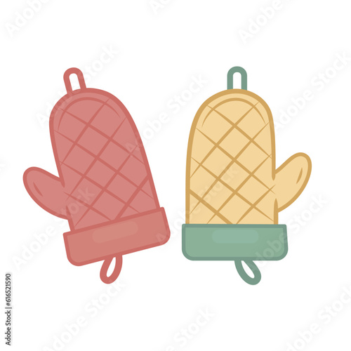 oven mitts vector illustration, oven gloves , hot pad , potholder mitt flat style stock vector image
