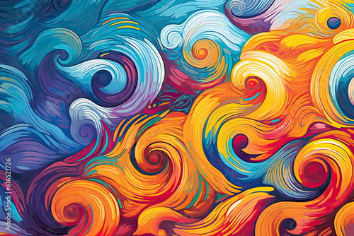 Abstract multicolored background with lines and waves, beautiful wallpaper, AI Generated