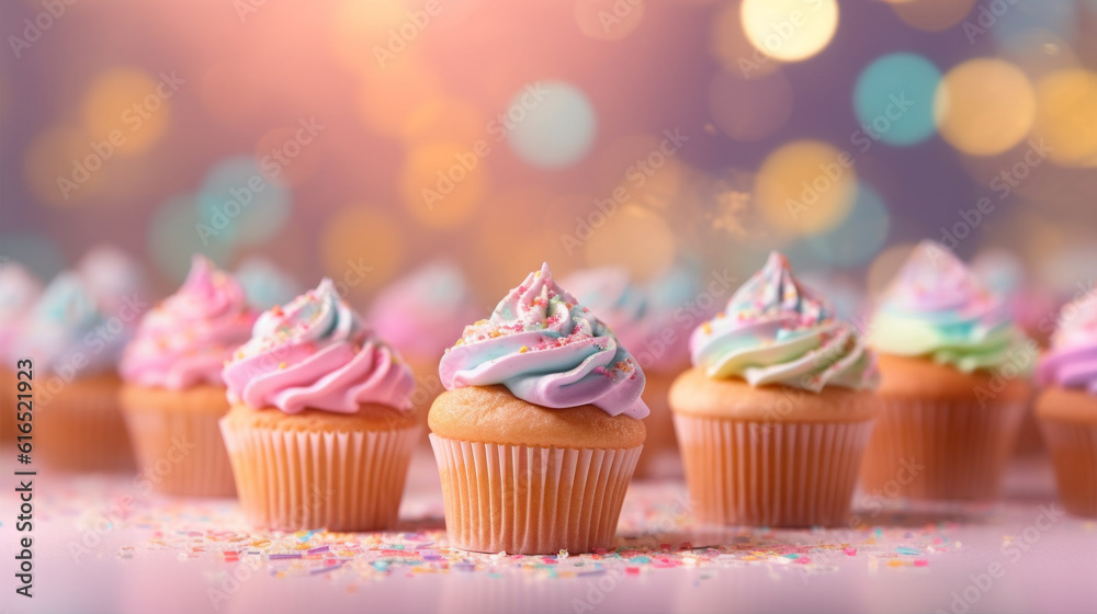 birthday cupcakes with HD 8K wallpaper Stock Photographic Image