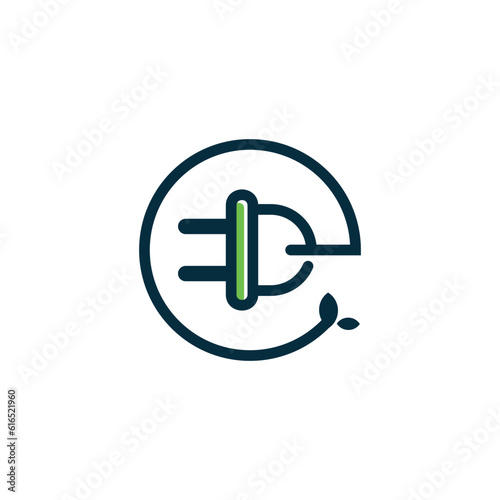 Green power logo design with modern creative concept idea