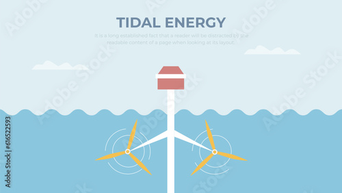 Tidal power station. Alternative energy sources. Modern vector illustration.  