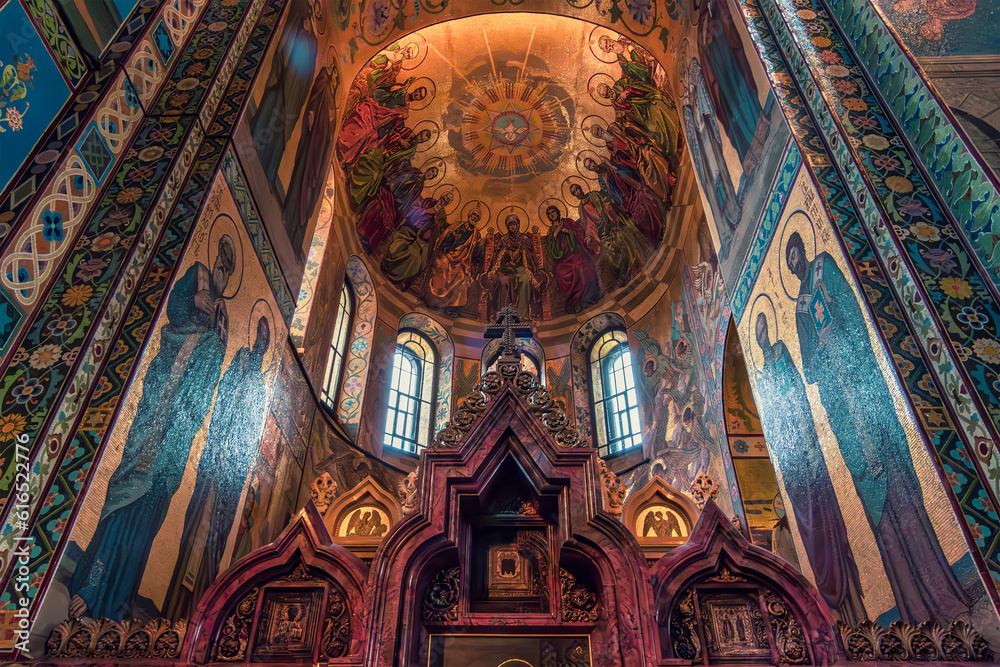 Sacred Mosaic Symphony: Experience the awe-inspiring interior of the Church of the Savior on Spilled Blood, where vibrant mosaics tell tales of faith and beauty.