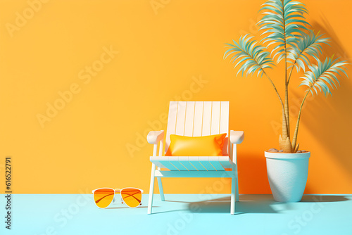 beach chair and sunglasses summer colors © alphazero
