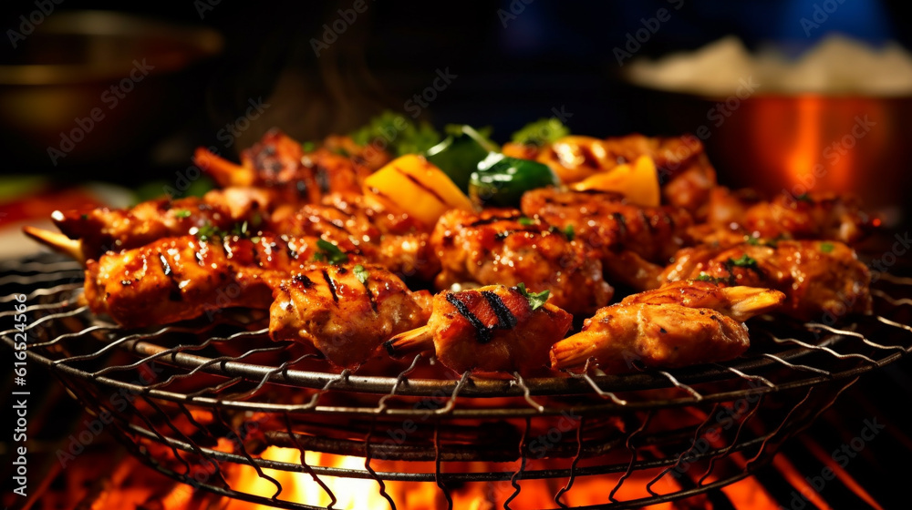 shish kebab on the grill HD 8K wallpaper Stock Photographic Image