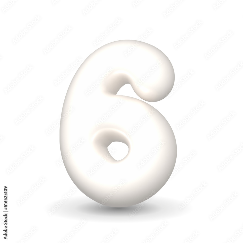 Gleaming, colorful and lustrous white balloon number six. 3d realistic design element isolated on white background. For events, happy birthday, birthday cake. Gleaming, colorful and lustrous white balloon number six. 3d realistic design element isolated on white background. For events, happy birthday, birthday cake.