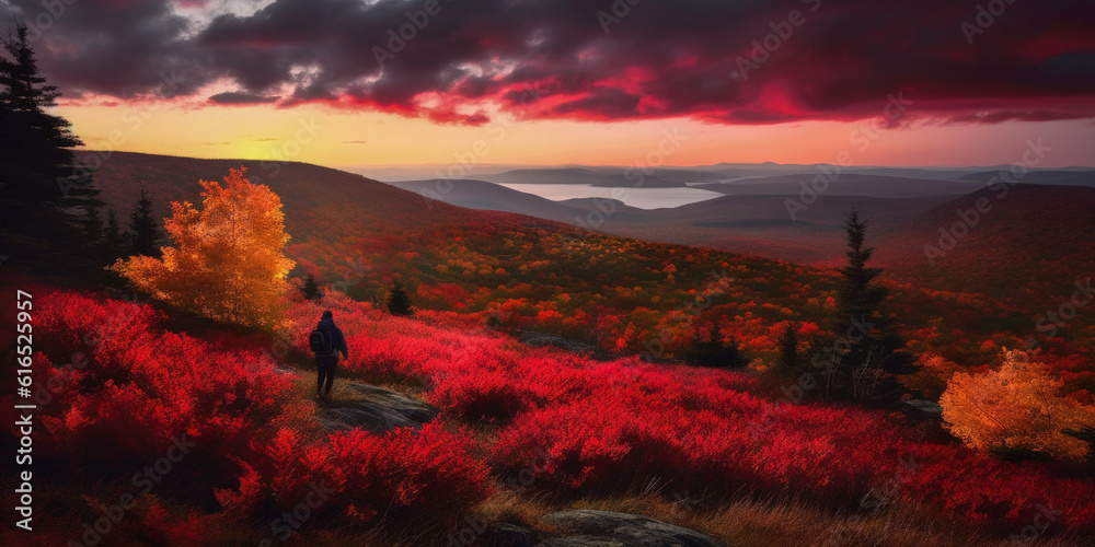 Fototapeta premium Relaxing conutryside landscape - Generative AI