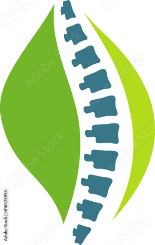 Spine and leaves orthopedic clinic logo element