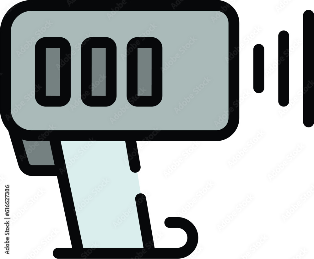 Speed radar gun icon. Outline Speed radar gun vector icon for web design isolated on white background color flat Speed radar gun icon. Outline Speed radar gun vector icon for web design isolated on white background color flat
