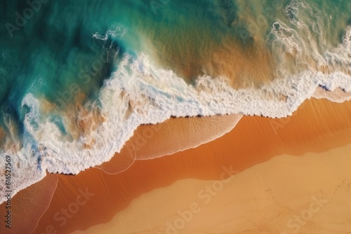 Top view of aerial ocean view of a large sand beach © Andrus Ciprian
