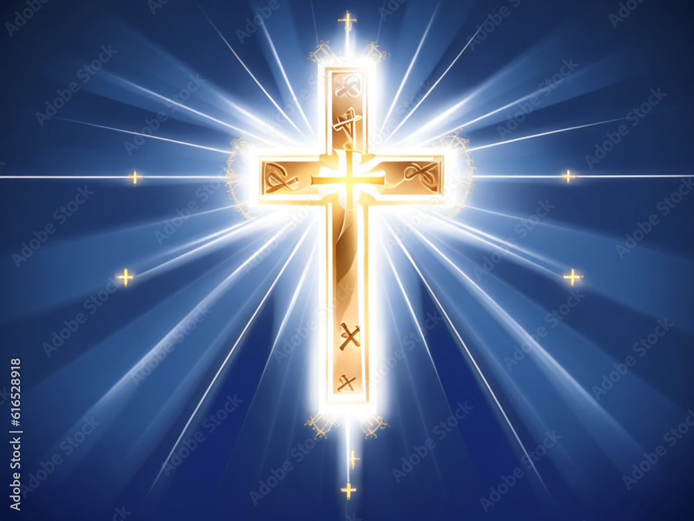 Gold Cross on Christian Symbol Generative AI