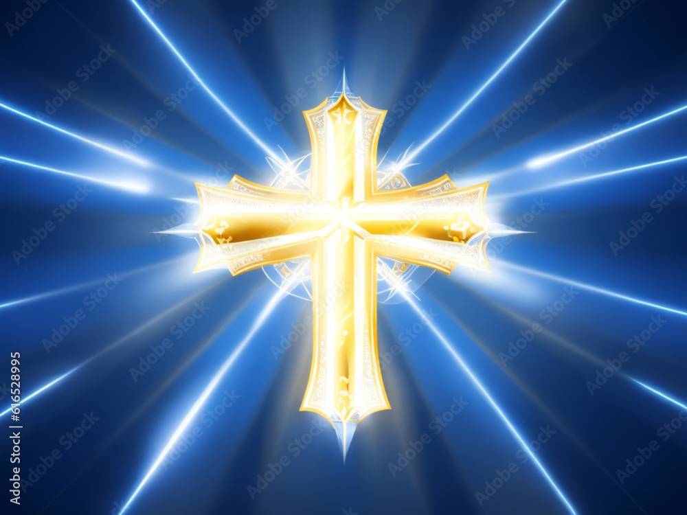 Gold Cross on Christian Symbol Generative AI