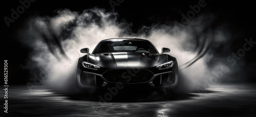 Sports Car coming out of smoke
