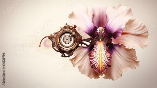Photographie floral, vintage background, flover, products, enginer, generative, ai, steampunk