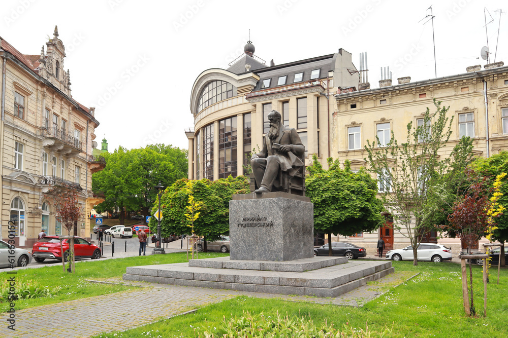 Monument to Mikhail Grushevsky in Lviv, Ukraine