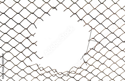 Fotografia The texture of the metal mesh on a white background