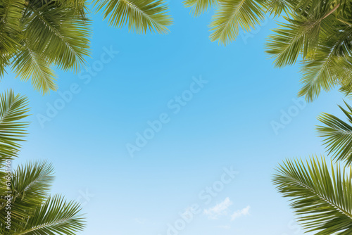 Digital Nomad Lifestyle, Ad Copy Background with Scenic Palm Trees - Ideal for Travel Designers and Advertiser