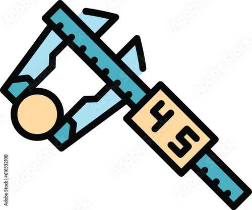 Digital micrometer measure icon. Outline Digital micrometer measure vector icon for web design isolated on white background color flat