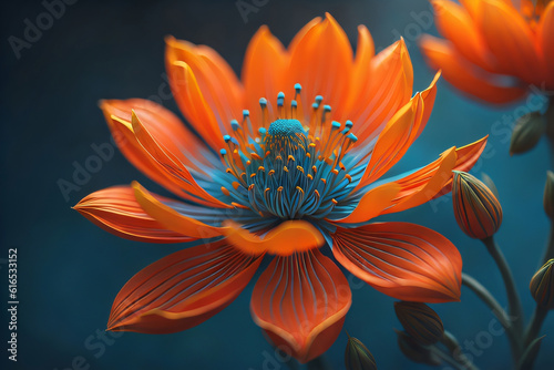 A close up of a flower with orange petals vibrant orange background