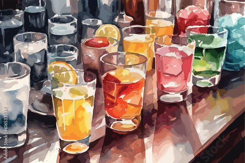 Assortment of hard strong alcoholic drinks and spirits 