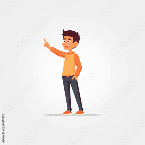 young boy indicating something with his arm