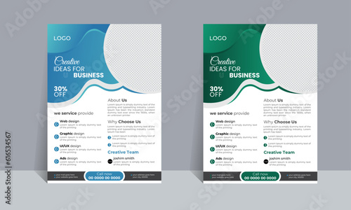 A business flyer layout design - vector illustration A4 size 2 color options CMYK; 300 dpi Add your own text and photos Photos shown in the preview are for display only and are not 