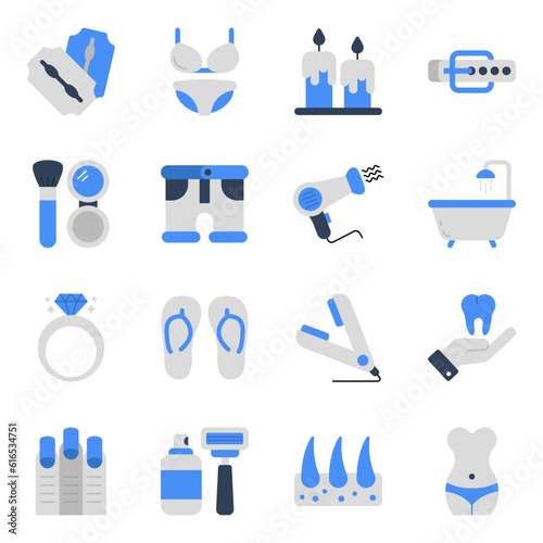 Pack of Makeup and Cosmetic Flat Icons

