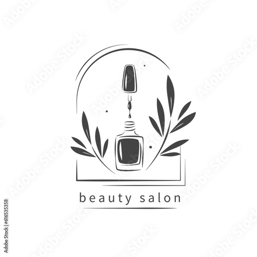 Nail studio logo. Nail polish. Minimalistic vector illustration for beauty salon