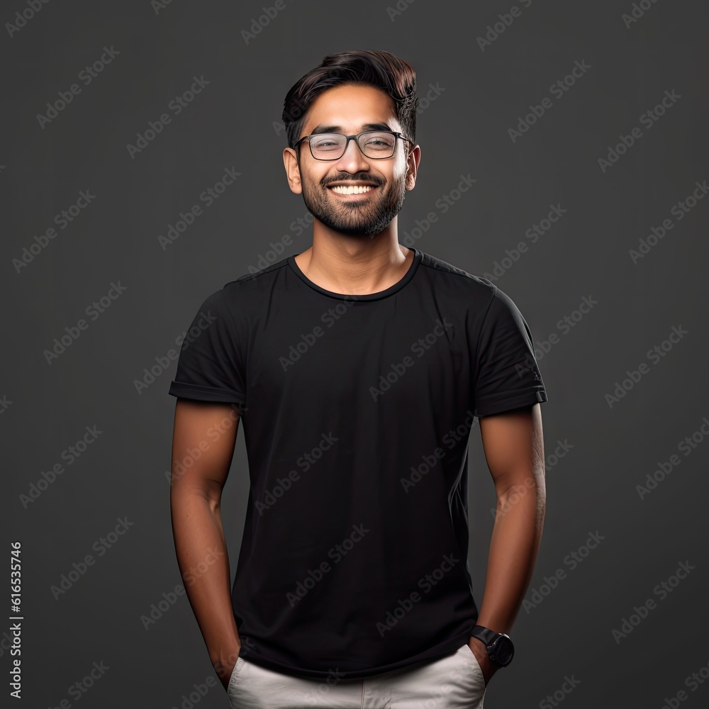 A technical Indian startup happy employee in casual dress portrait generative ai A technical Indian startup happy employee in casual dress portrait generative ai