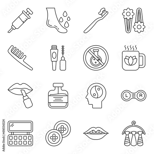 Pack of Beauty Products Linear Icons