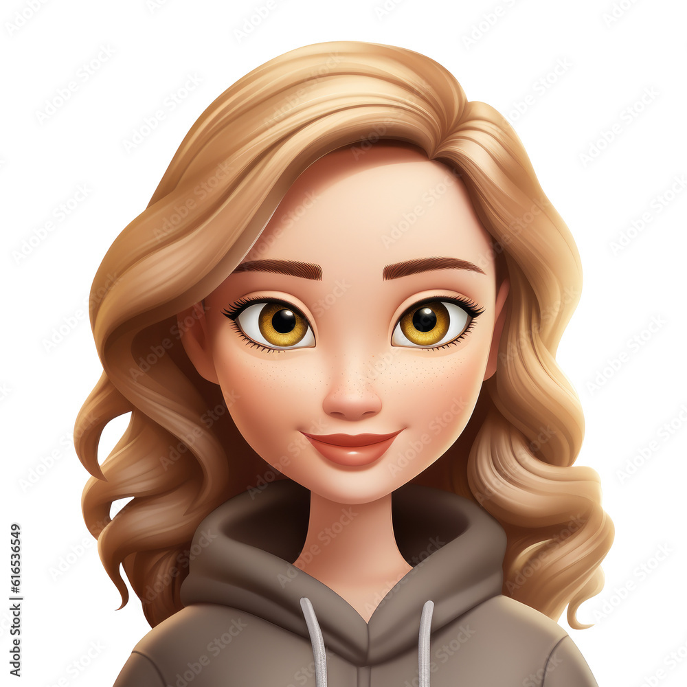 Memoji european lucky girl on transparent background. PNG. Emoji, ai Memoji european lucky girl on transparent background. PNG. Emoji, ai