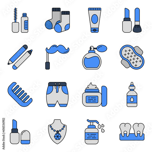 Pack of Makeup Accessories Flat Icons 