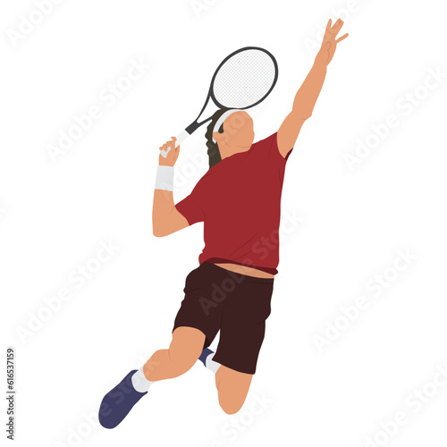 Tennis player flat cartoon isolated white background © Ancala