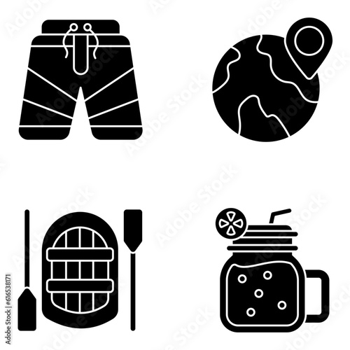 Pack of Holidays and Travel Solid Icons 