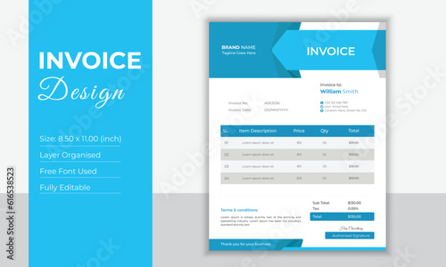 Invoice design template for business.