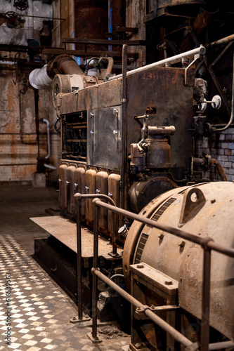 Old machinery in an abandoned factory.