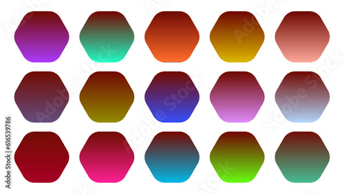 Colorful Blood Color Shade Linear Gradient Palette Swatches Web Kit Rounded Hexagons Template Set