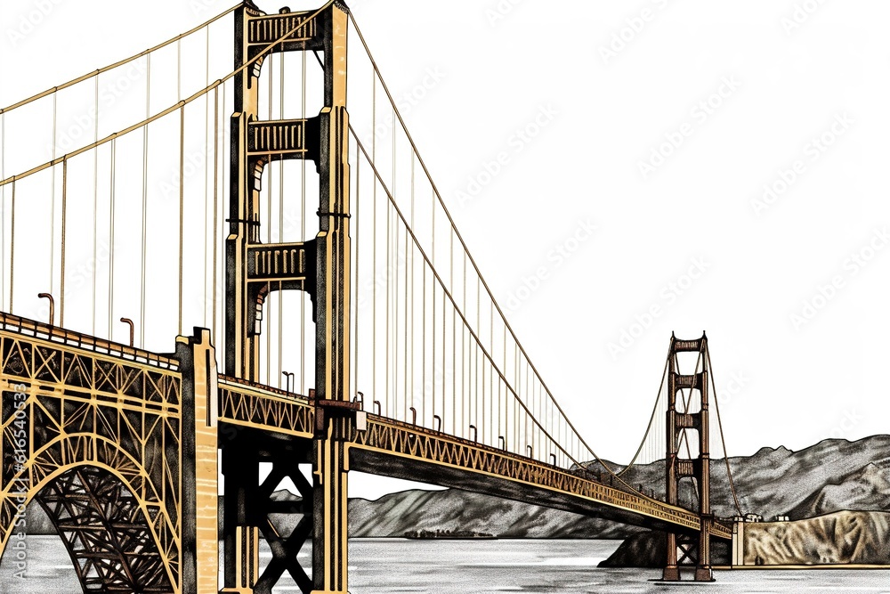 Obraz premium golden gate isolated on white background. Generated by AI