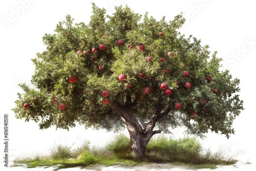 apple tree isolated on white background. Generated by AI