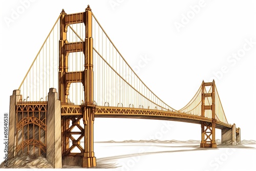golden gate isolated on white background. Generated by AI