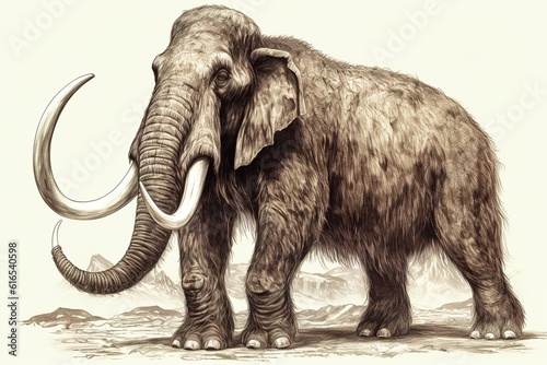 mammoth isolated on white background. Generated by AI