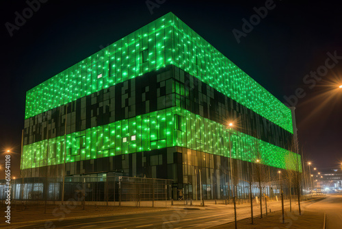 A green data center with efficient cooling systems and renewable energy sources, showcasing the marriage of technology and environmental consciousness in mesmerizing 8k detail
