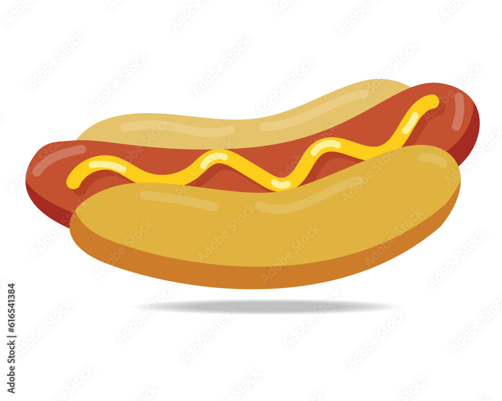 Hot Dog. Vector isolated fast-food illustration for posters, menus, brochures, web and icons. Hot Dog. Vector isolated fast-food illustration for posters, menus, brochures, web and icons.