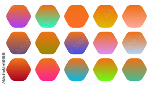 Colorful Carrot Color Shade Linear Gradient Palette Swatches Web Kit Rounded Hexagons Template Set