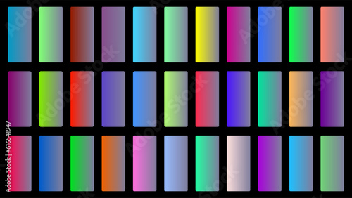 Colorful Flint Color Shade Linear Gradient Palette Swatches Web Kit Rounded Rectangles Template Set